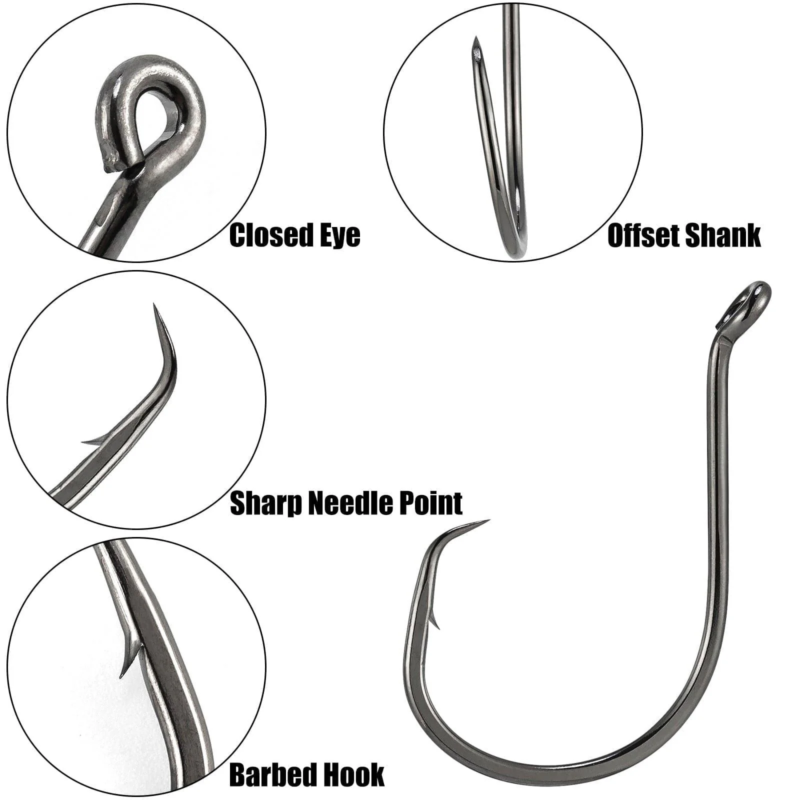 Dr.Fish 100pcs Offset Octopus Hooks #8 to 10/0 - Image 2