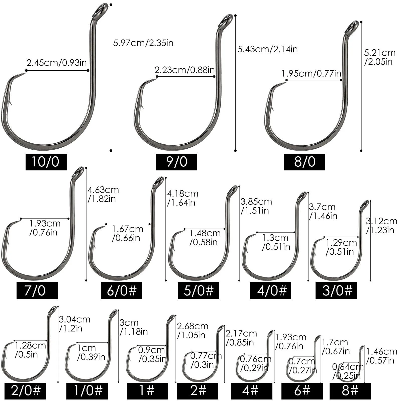 Dr.Fish 100pcs Offset Octopus Hooks #8 to 10/0 - Image 6