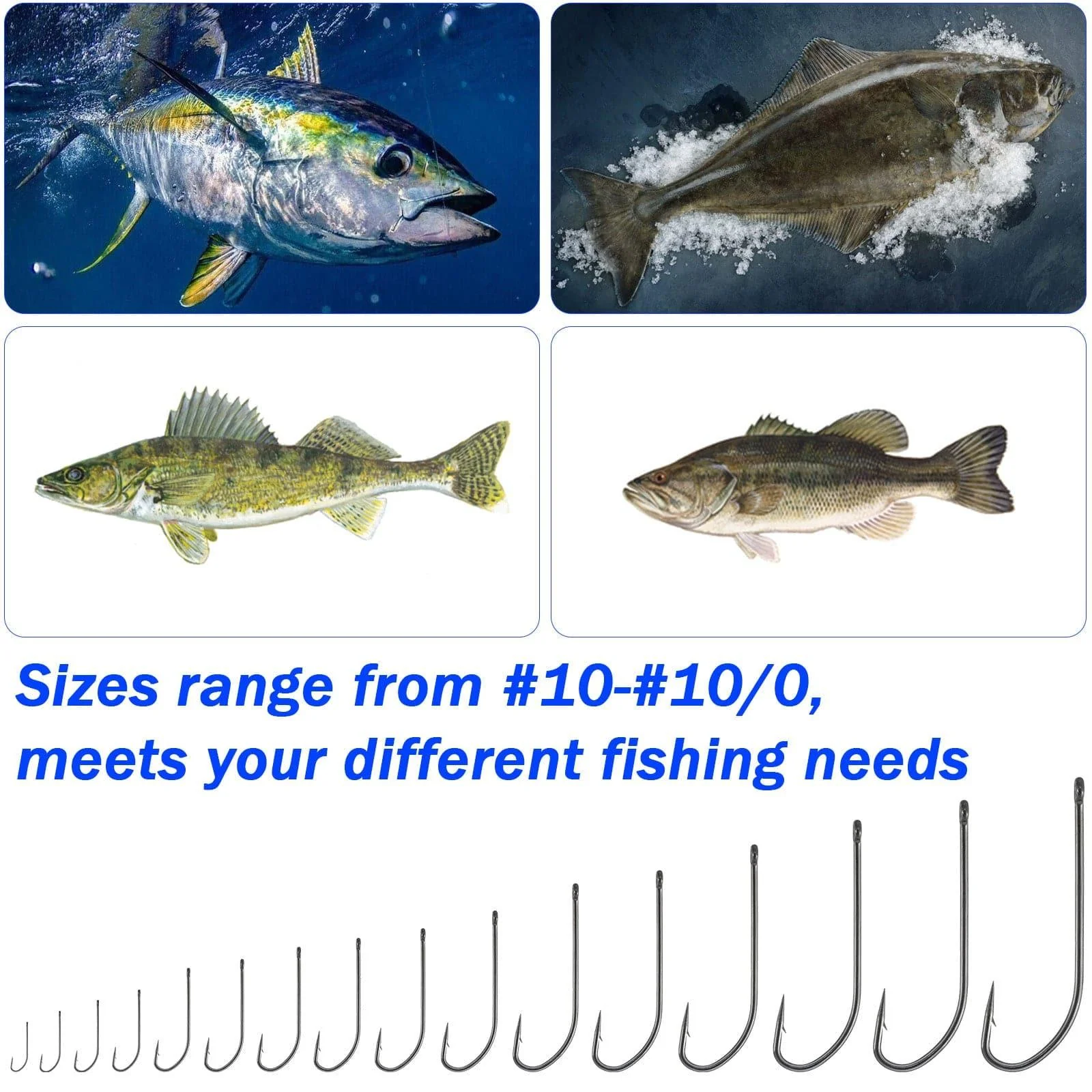Dr.Fish 100pcs O'shaughnessy Hooks #10 to 10/0 - Image 5