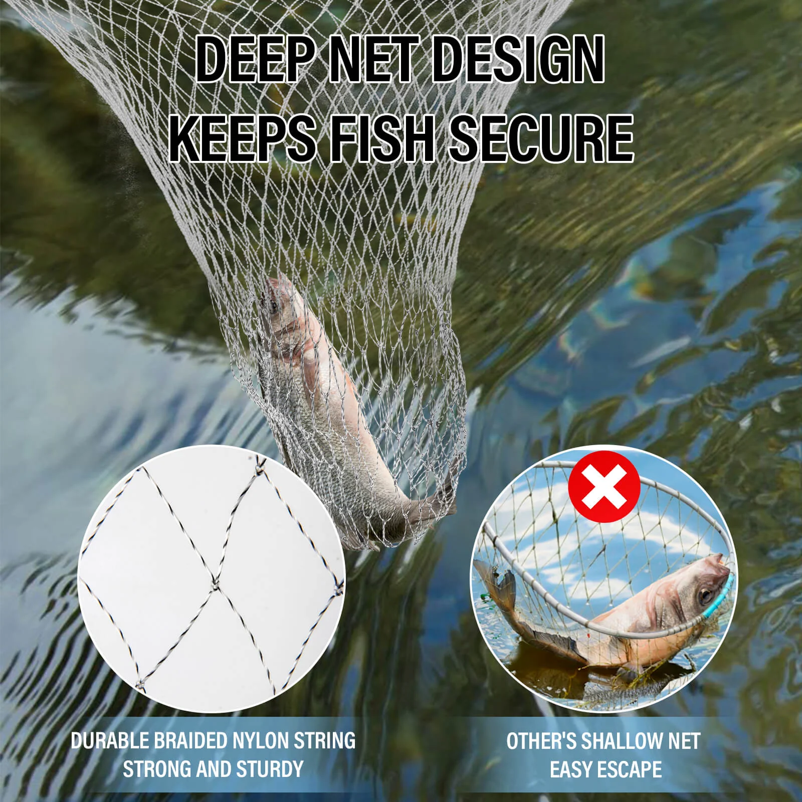 Dr.Fish Pier Fishing Net with Rope Collapsible 36'' - Image 8