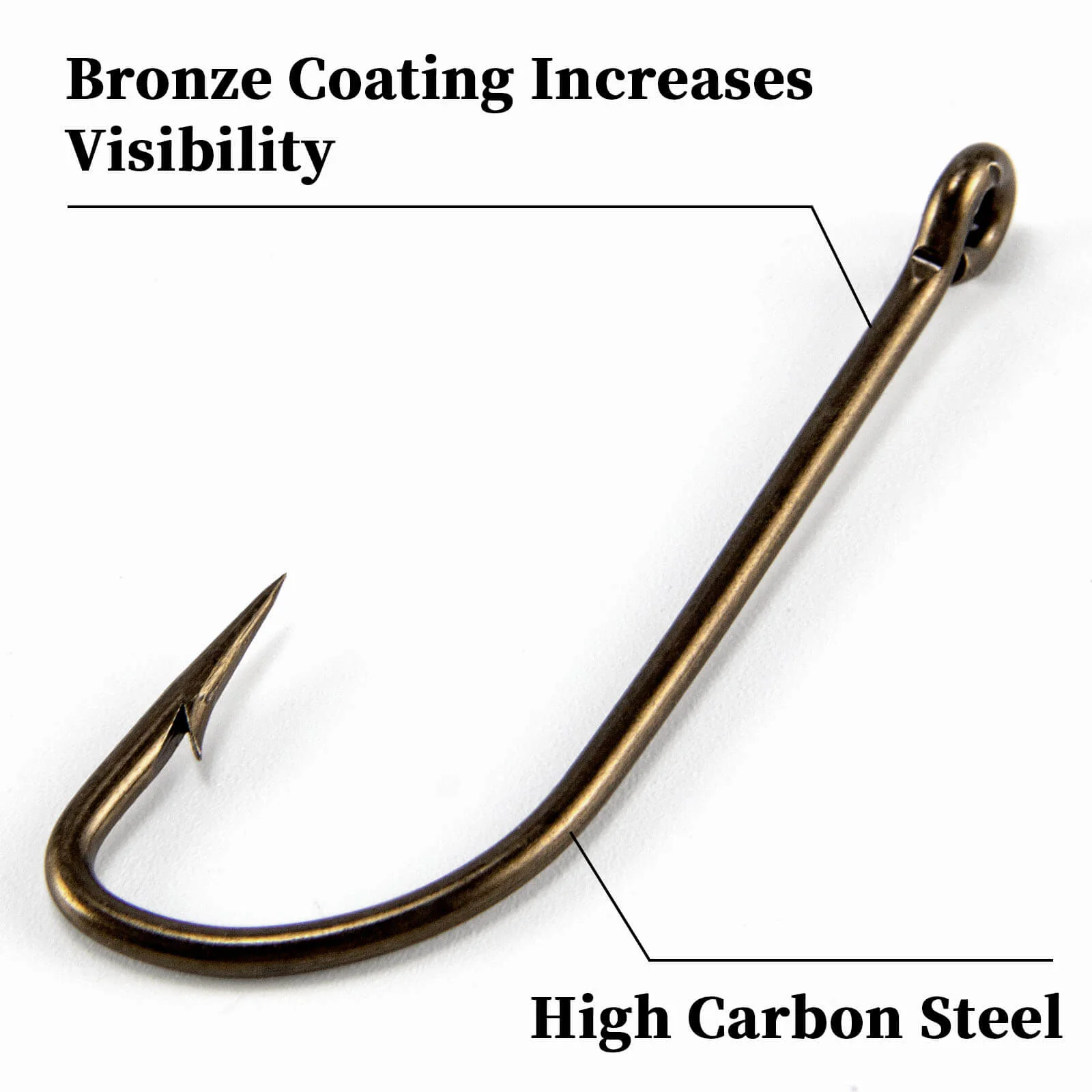 Dr.Fish 100pcs Plain Shank Bronze Classic Hooks #1/0-#10 - Image 3
