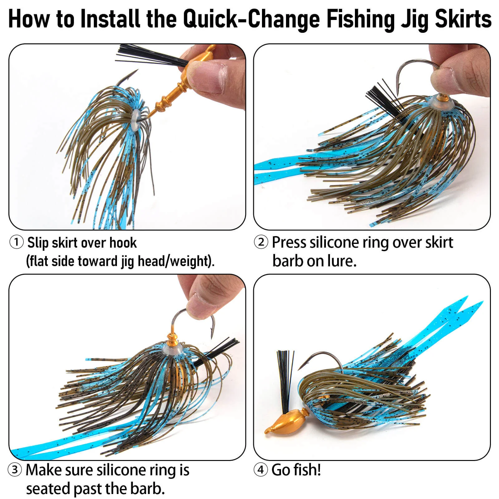 Dr.Fish 15pcs Replacement Jig Umbrella Skirts with Tail - Image 3