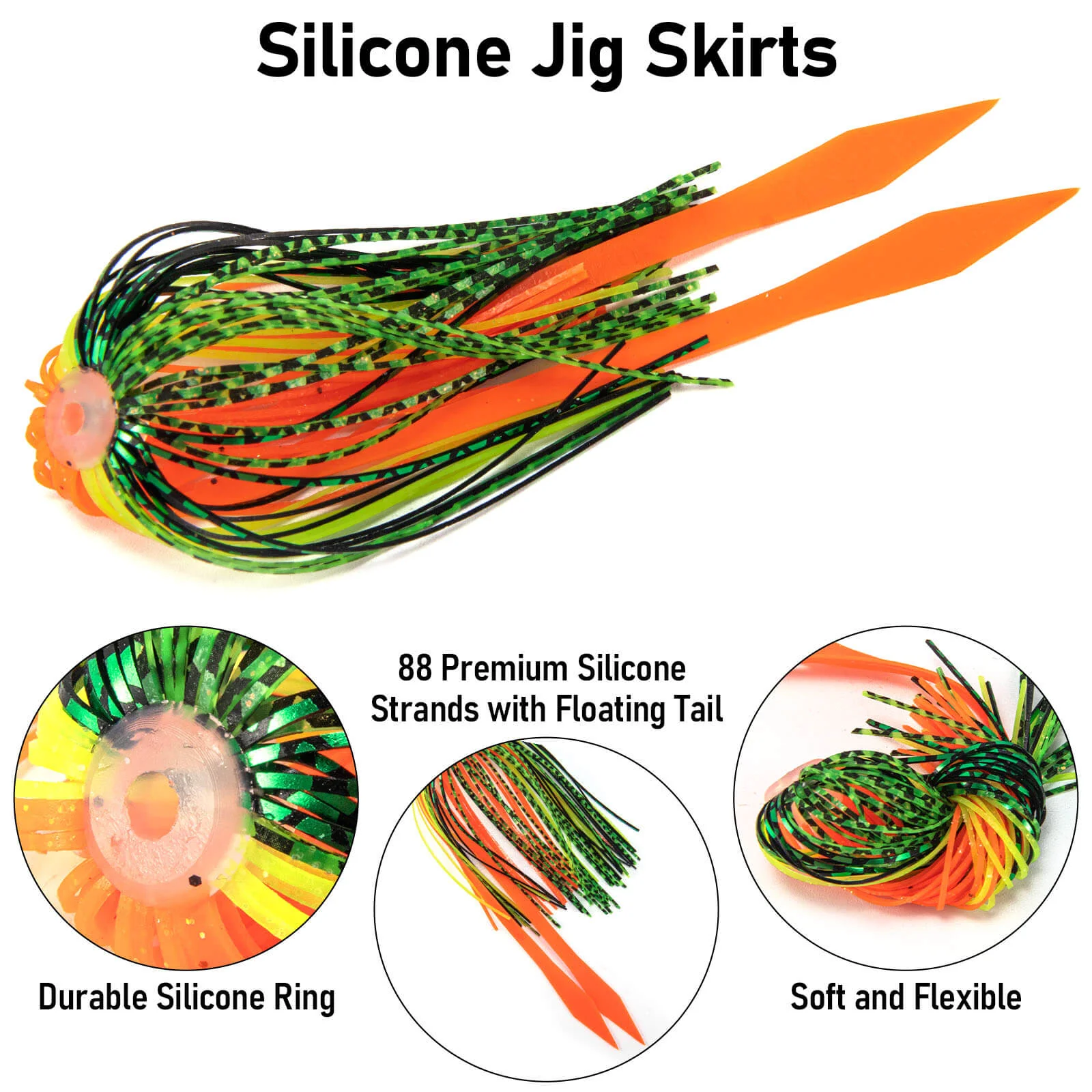 Dr.Fish 15pcs Replacement Jig Umbrella Skirts with Tail - Image 4