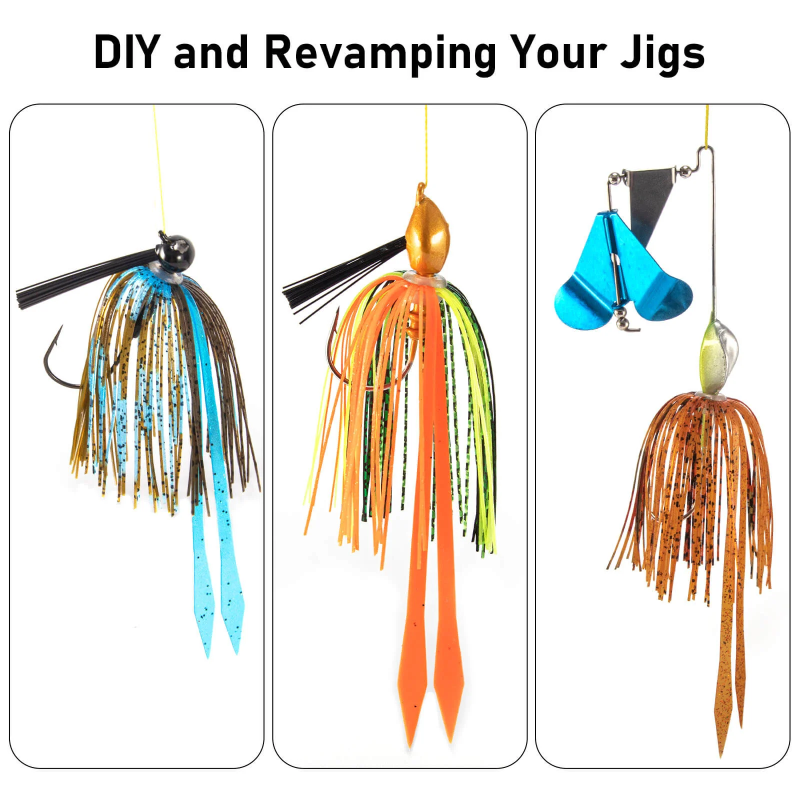 Dr.Fish 15pcs Replacement Jig Umbrella Skirts with Tail - Image 7