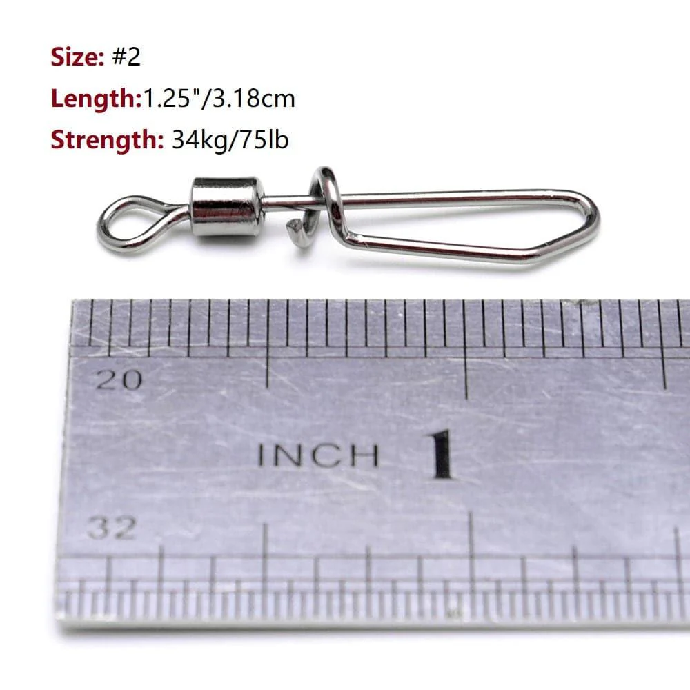 Dr.Fish 20pcs Rolling Swivel with T Shape Snap 40-75lb - Image 7