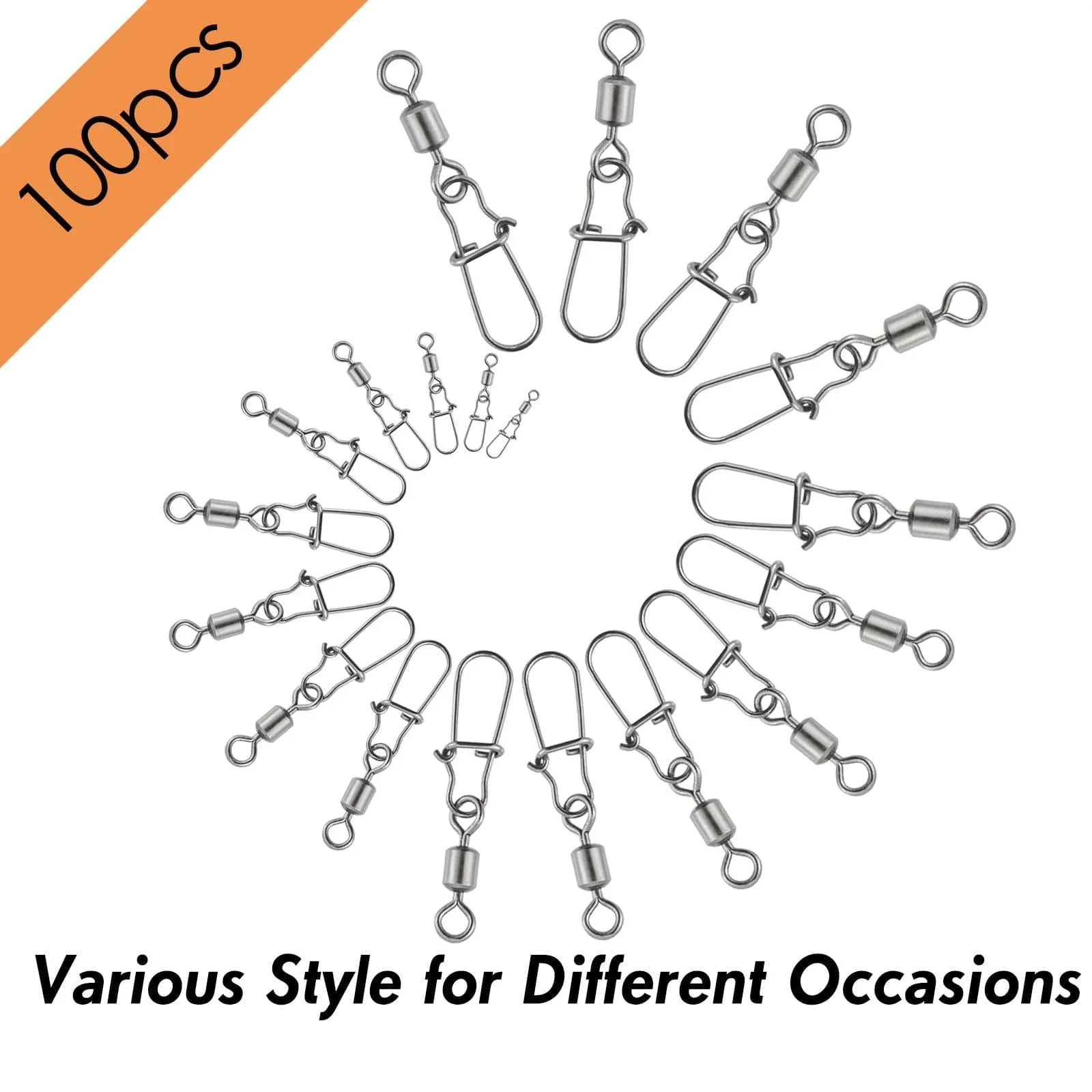 Dr.Fish 100pcs Rolling Swivels with Duolock Snaps Kit - Image 2