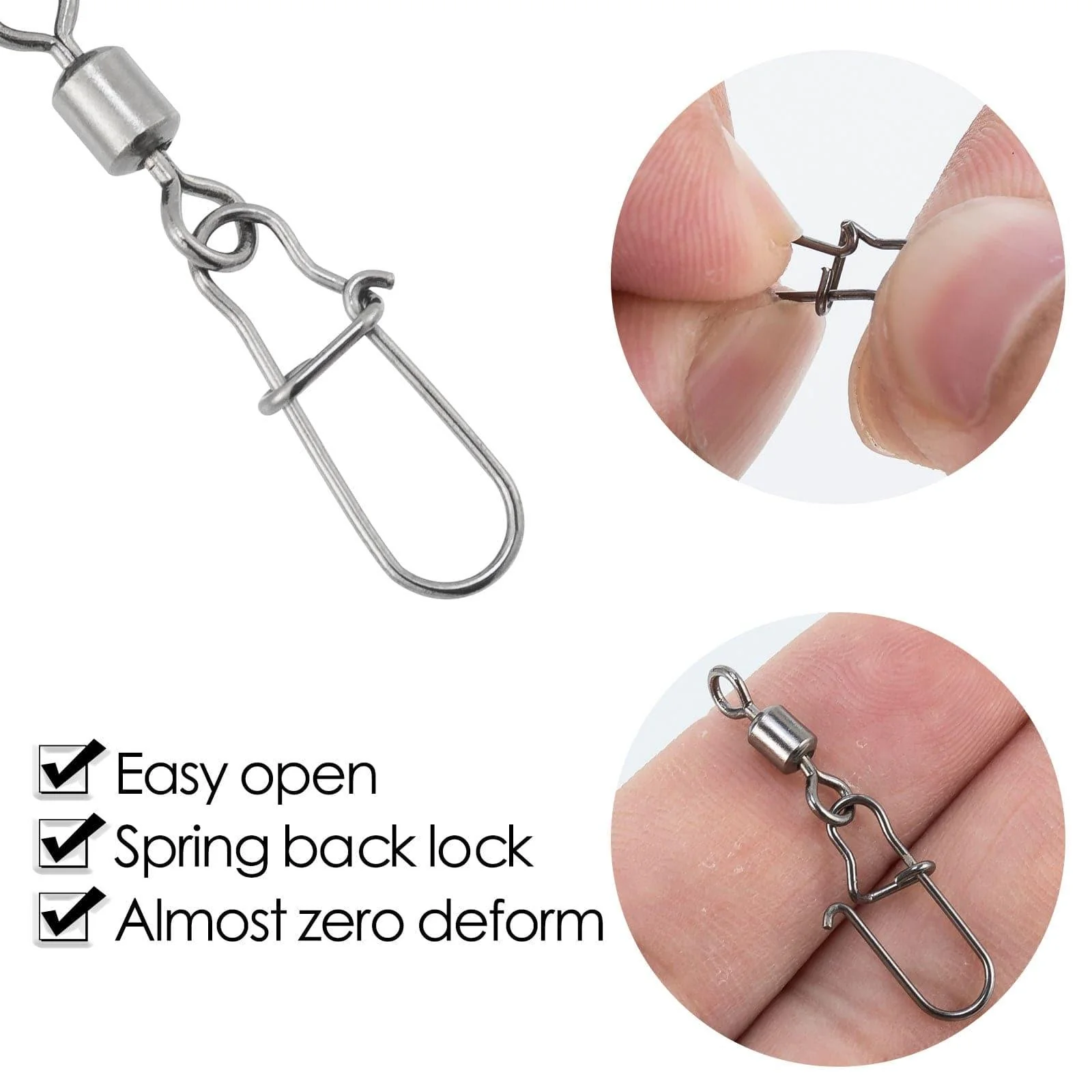 Dr.Fish 100pcs Rolling Swivels with Duolock Snaps Kit - Image 3