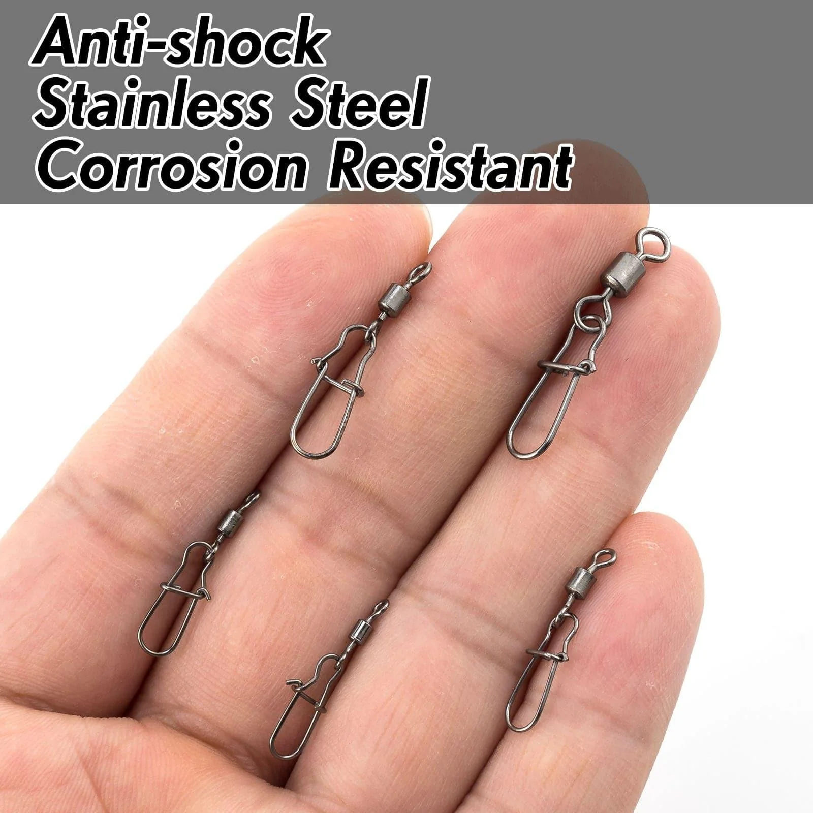 Dr.Fish 100pcs Rolling Swivels with Duolock Snaps Kit - Image 5