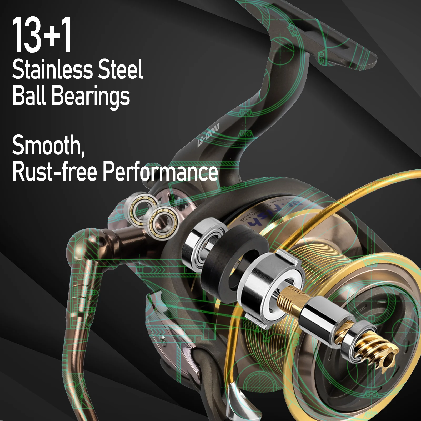 Dr.Fish LS Surf Fishing Reel 10000/12000 Heavy Duty - Image 4