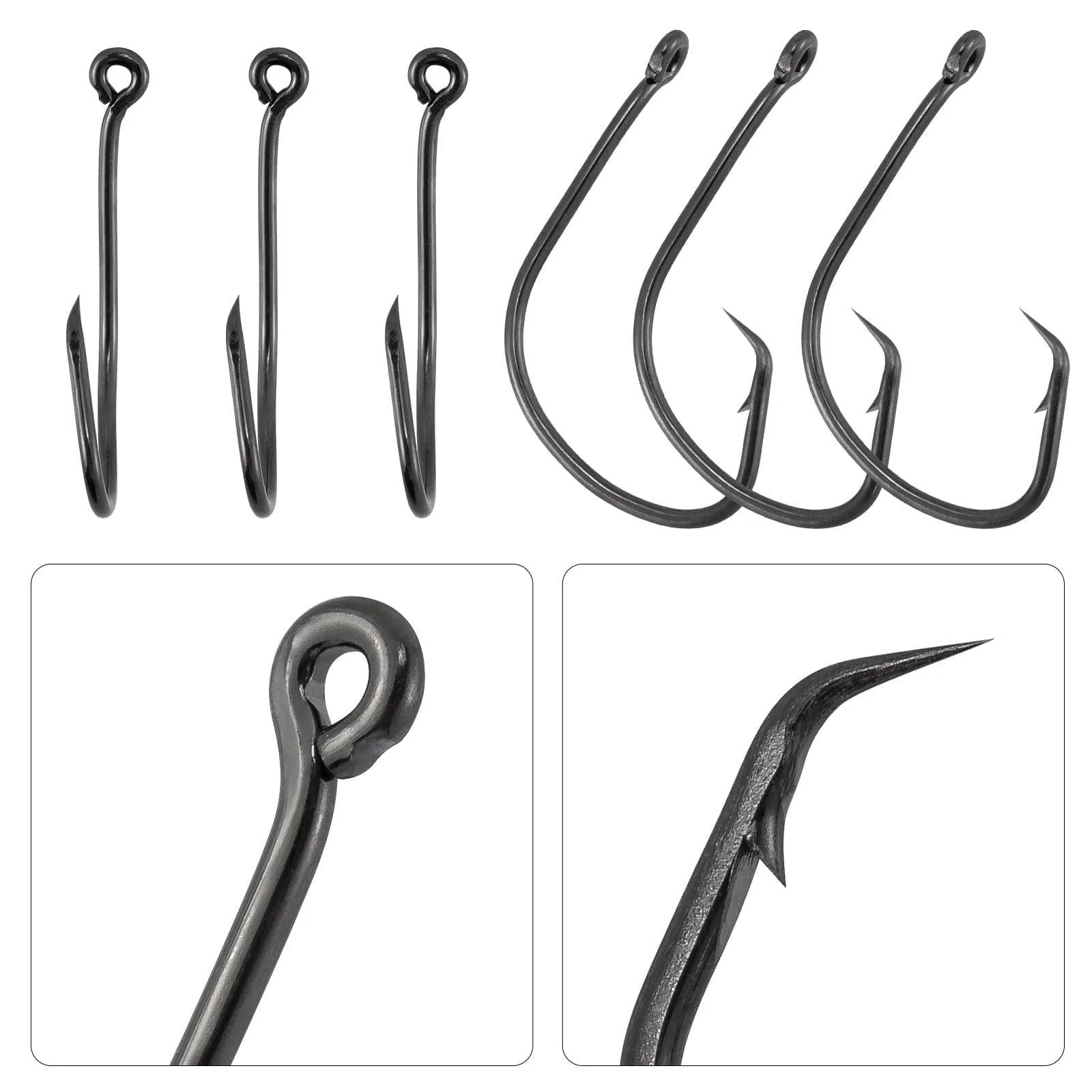Dr.Fish 100pcs Sea Fishing Circle Hooks #4 to 5/0 - Image 2