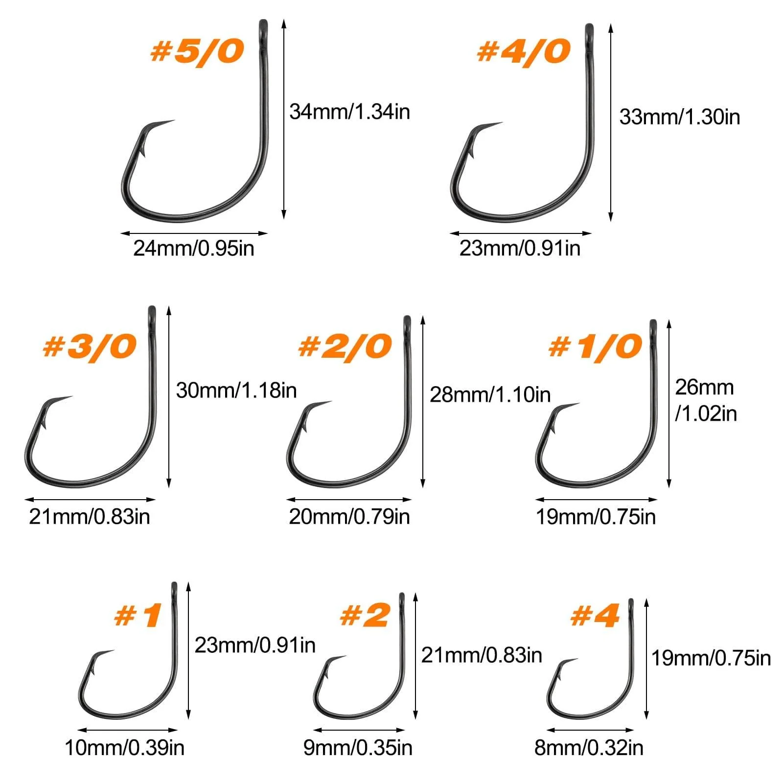 Dr.Fish 100pcs Sea Fishing Circle Hooks #4 to 5/0 - Image 9