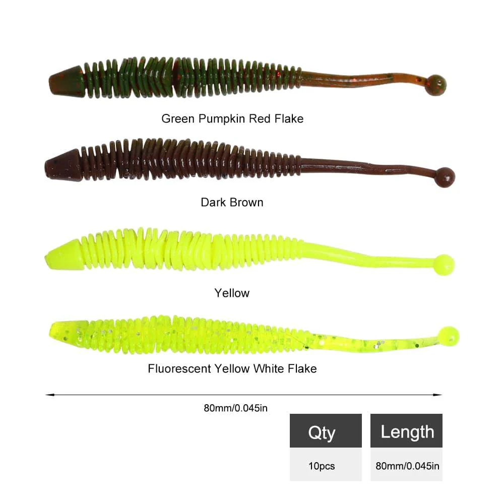 Dr.Fish 10pcs Soft Plastic Sandworms 3.15" - Image 6