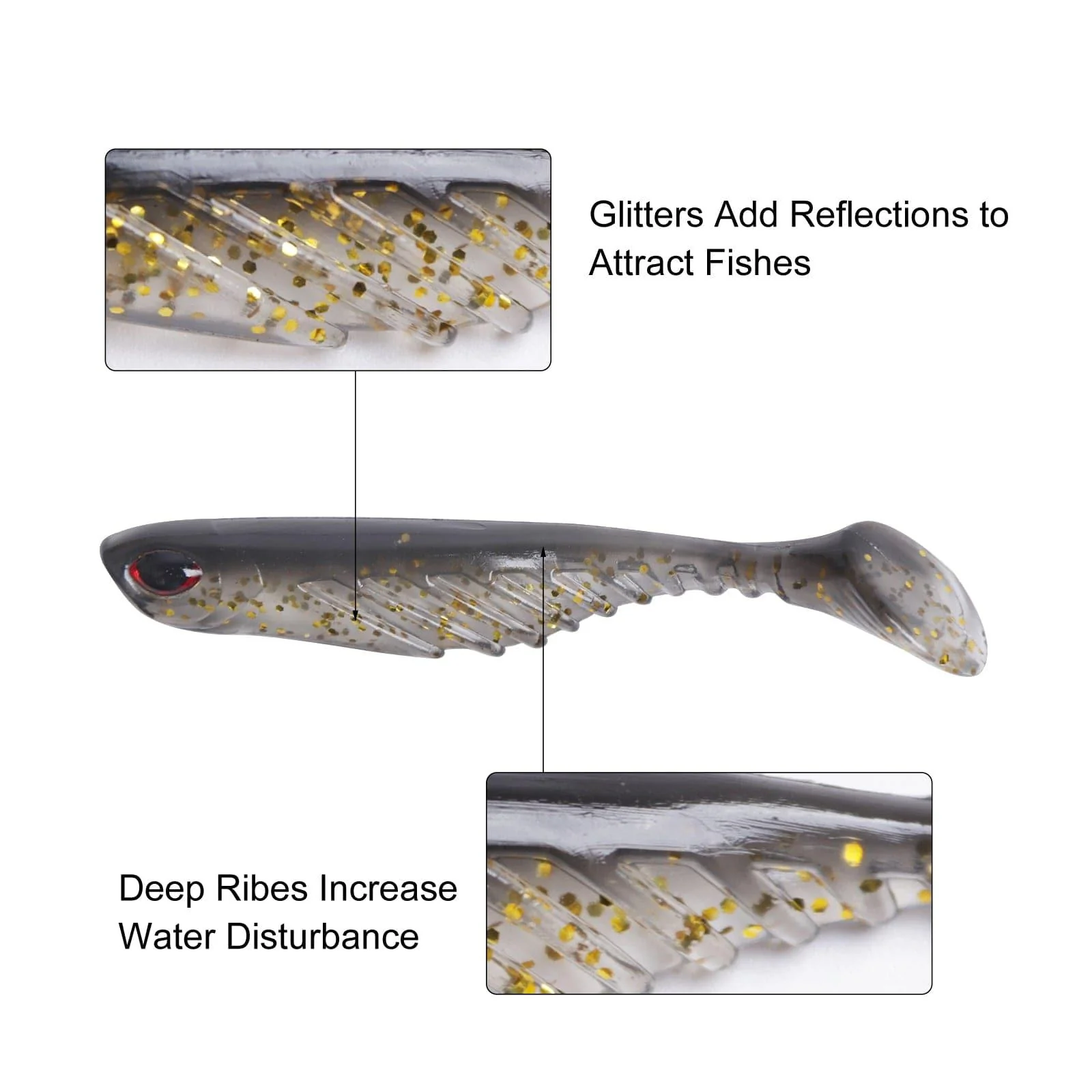 Dr.Fish 5pcs Soft Plastic Swimbaits 2.75'' - Image 7