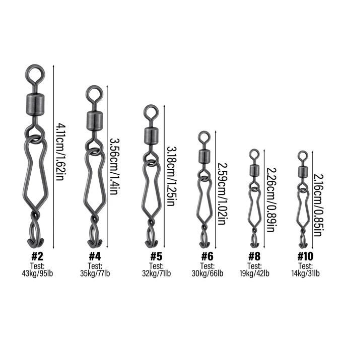 Dr.Fish 20pcs Speed Clip with Rolling Swivel 31-95lb - Image 7
