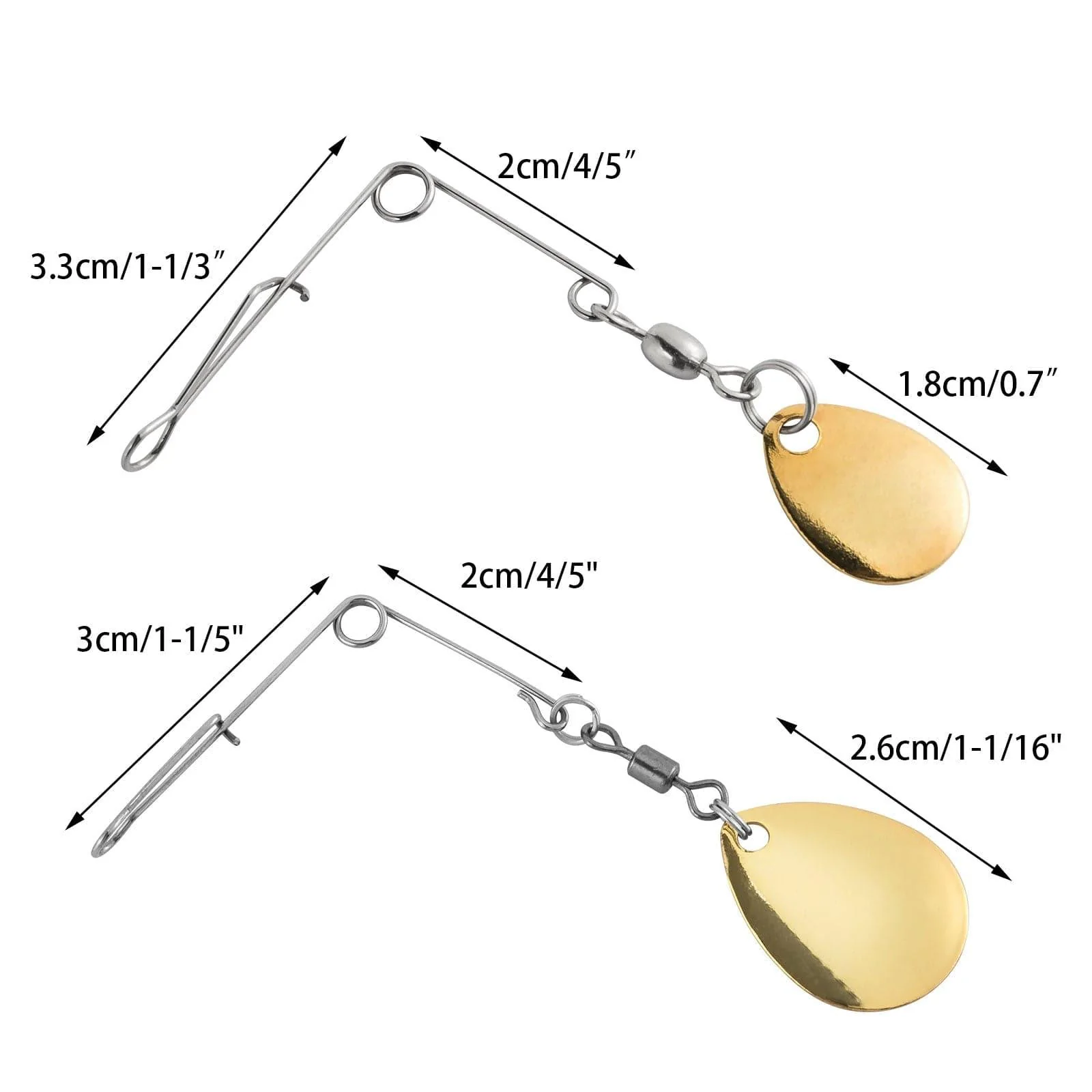 Dr.Fish 20pcs Spinnerbait Arms Silver Gold - Image 7