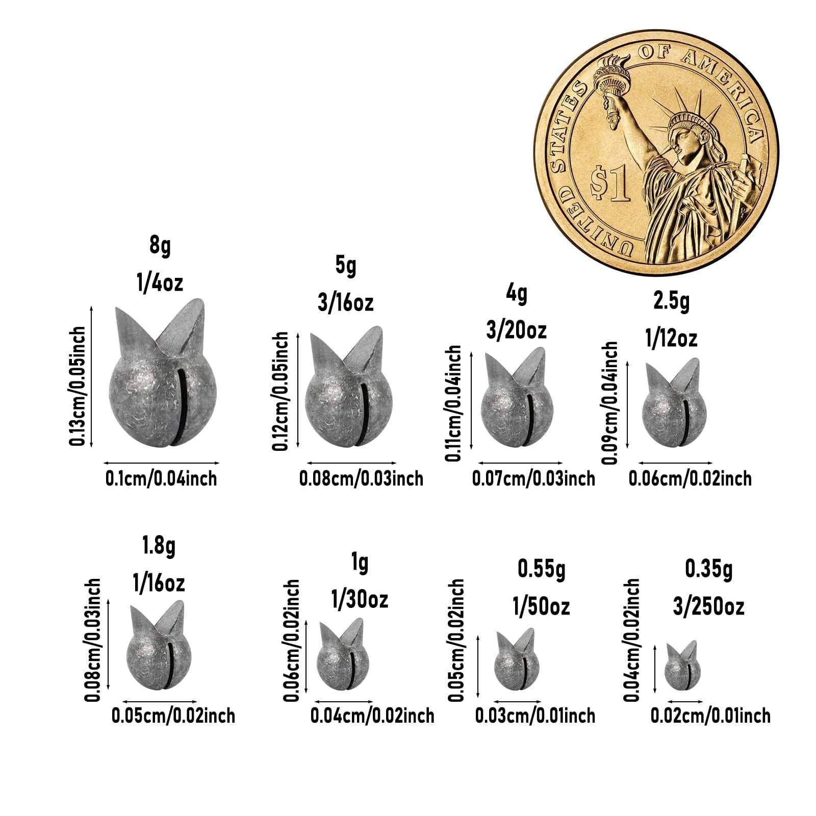 Dr.Fish 100pcs Split Shot Weights 3/250 to 3/20oz - Image 6