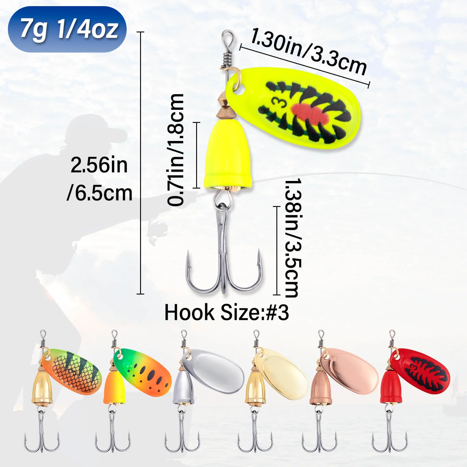 Dr.Fish Trout Spinners Lures Kit 1/4oz - Image 10