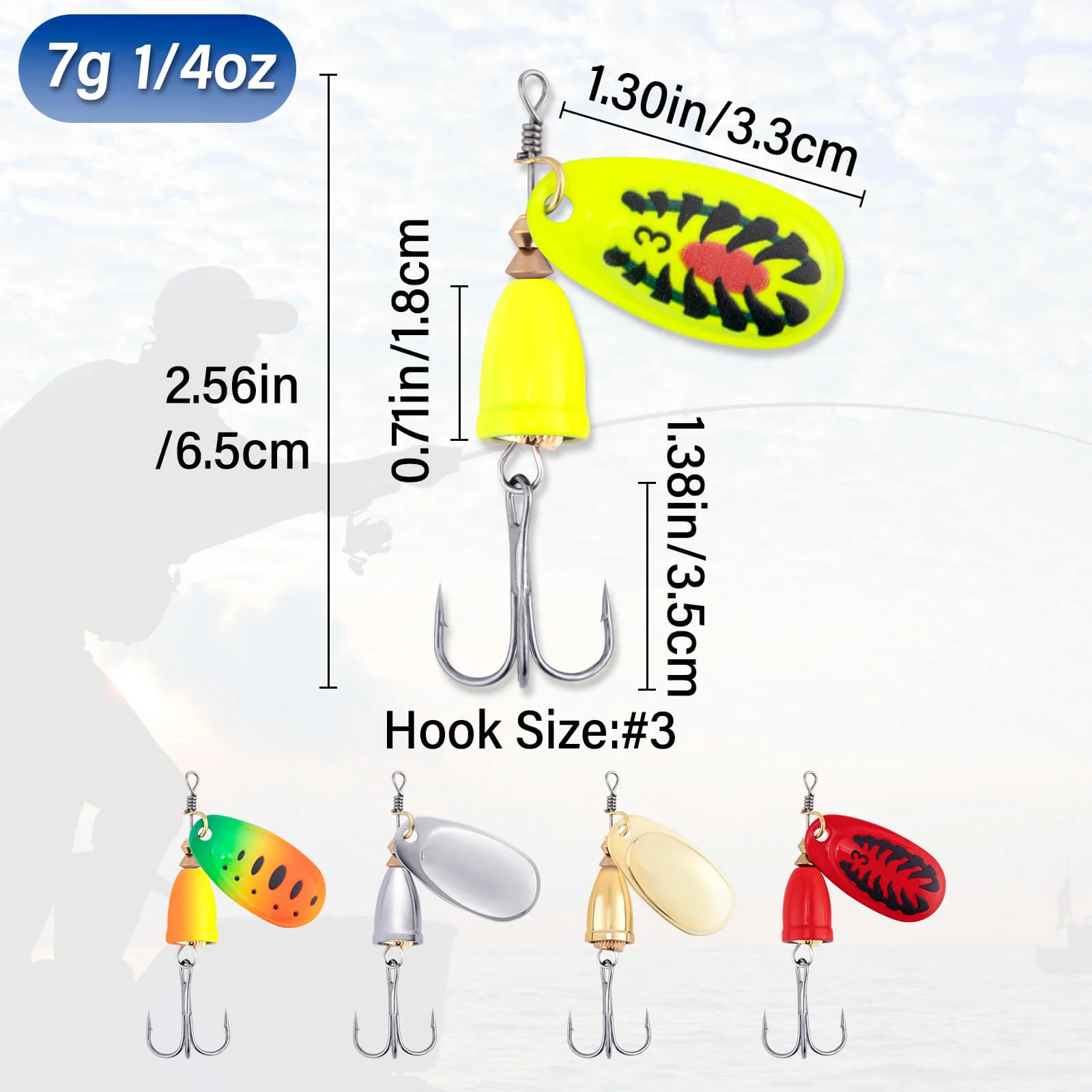 Dr.Fish Trout Spinners Lures Kit 1/4oz - Image 2
