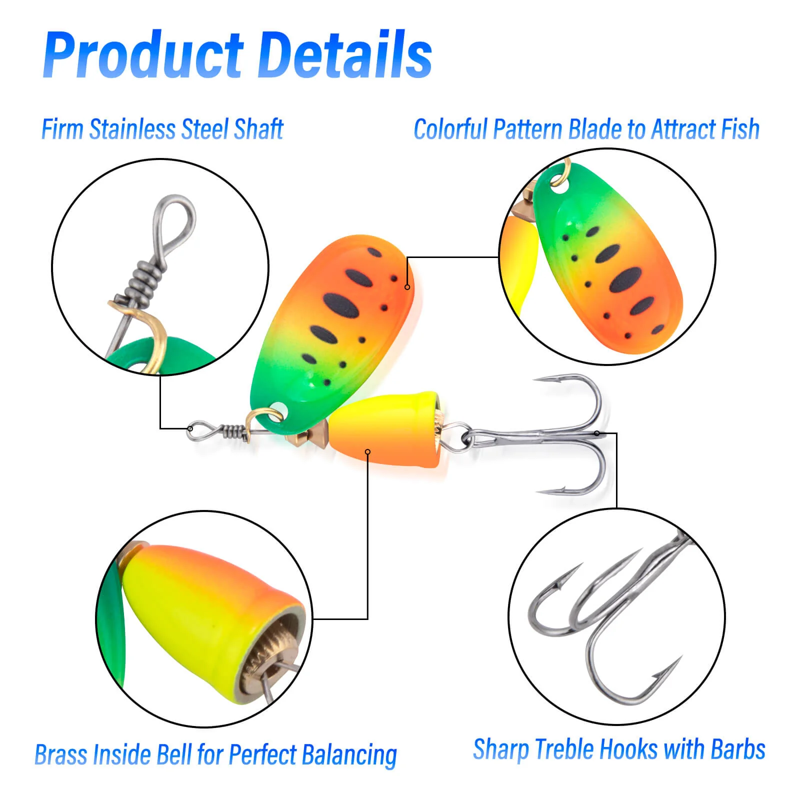 Dr.Fish Trout Spinners Lures Kit 1/4oz - Image 3