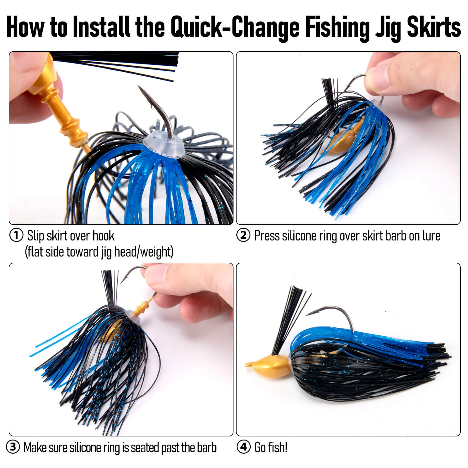 Dr.Fish 15pcs Umbrella Replacement Jig Skirts - Image 3