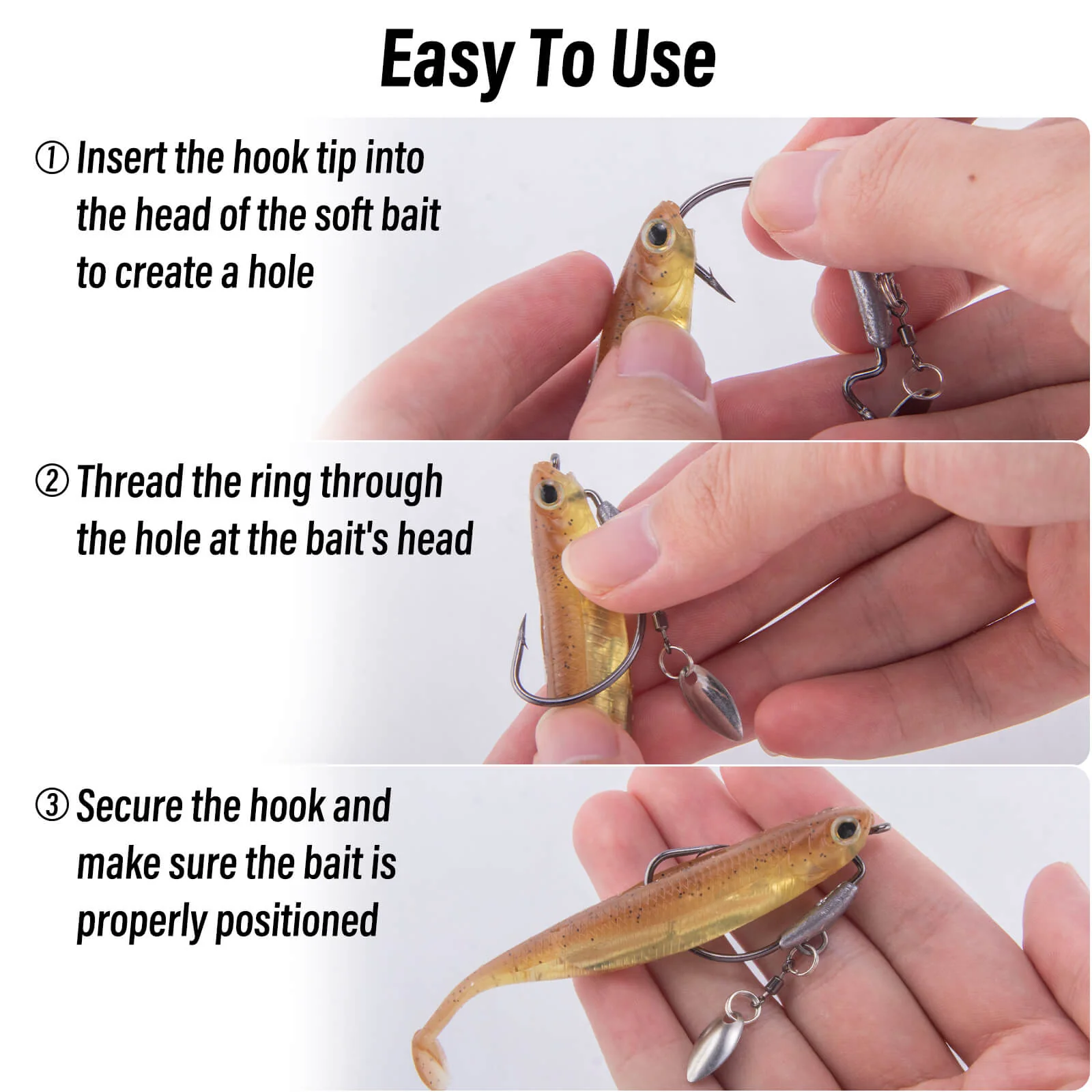 Dr.Fish 20pcs Weighted Swimbait Hooks 1/16oz-1/8oz - Image 6