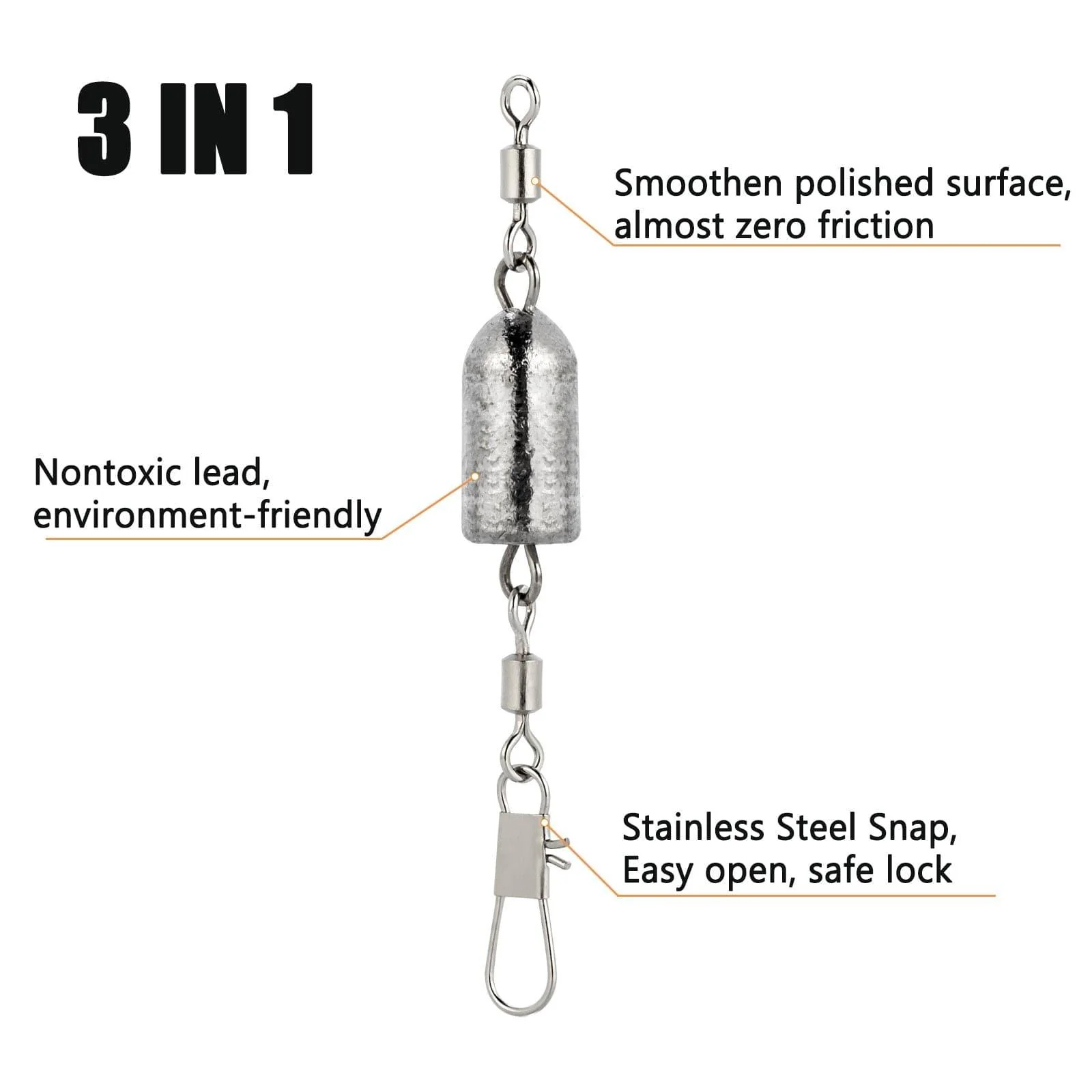Dr.Fish Weighted Swivel Snap 3/10oz-1/2oz - Image 2